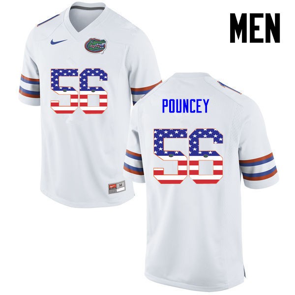 Florida Gators Men #56 Maurkice Pouncey College Football USA Flag Fashion White